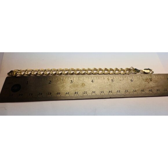 Estate Sterling Silver 925 Double Link Charm Bracelet 6.5” 8.1mm 14.4g AZ Marked - Picture 4 of 9